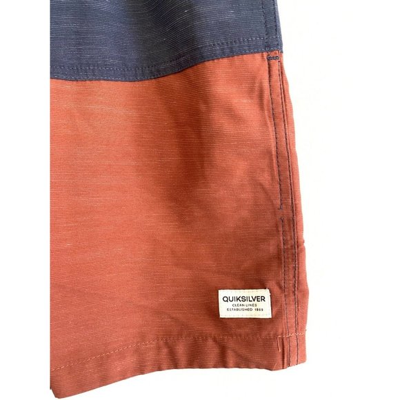 Quicksilver NWT Rust & Navy Color Block Boardshorts Tie-Waist Men $55 Swim XL - Picture 4 of 8